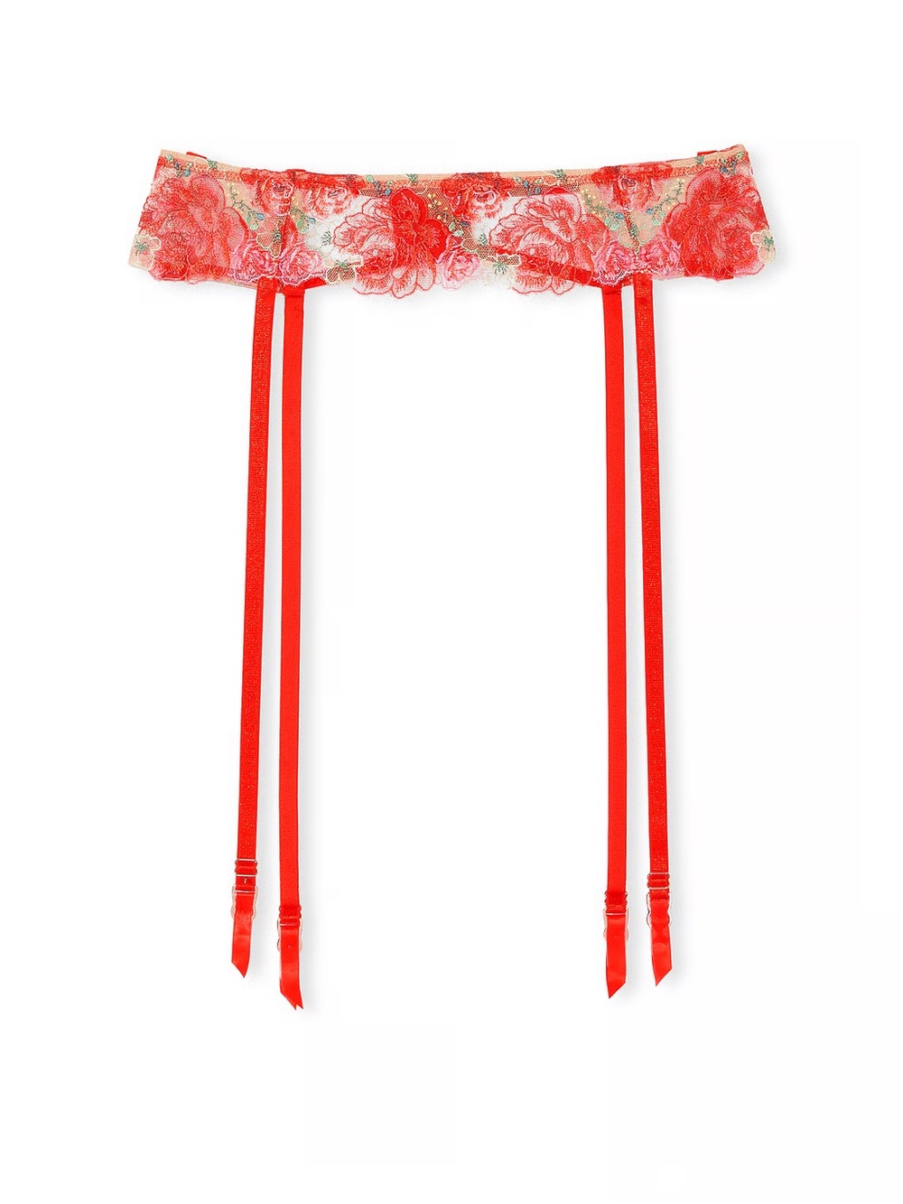 Victoria's Secret Red Floral Lace Garter Belt